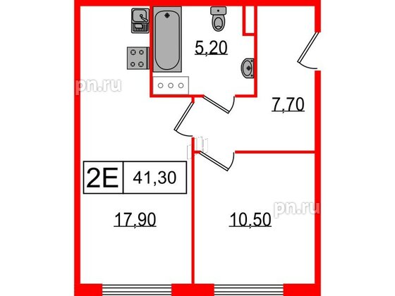 Апартаменты в ЖК Апарт-отель «Начало», 1 комнатные, 41.3 м², 3 этаж