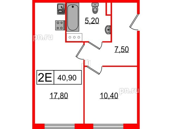 Апартаменты в ЖК Апарт-отель «Начало», 1 комнатные, 40.9 м², 12 этаж