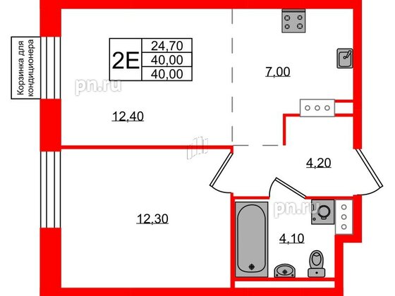 Квартира в ЖК Курортный квартал, 1 комнатная, 40 м², 6 этаж