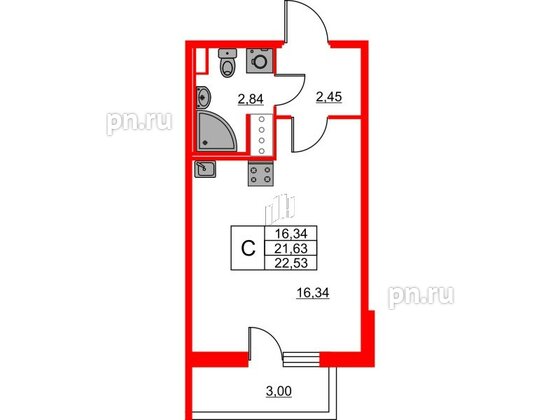 Квартира в ЖК Лето, студия, 22.53 м², 10 этаж