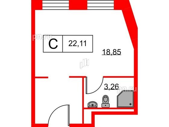 Апартаменты в ЖК Вольта, студия, 22.11 м², 9 этаж