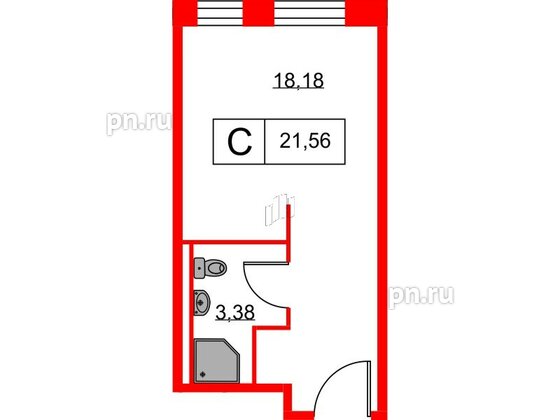 Апартаменты в ЖК Вольта, студия, 21.56 м², 11 этаж