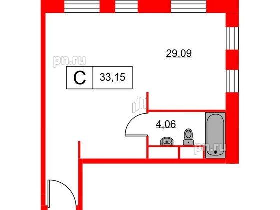 Апартаменты в ЖК Вольта, студия, 33.15 м², 2 этаж
