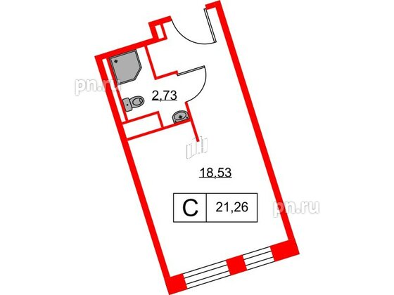 Апартаменты в ЖК Вольта, студия, 21.26 м², 8 этаж