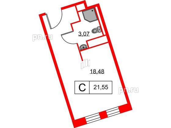 Апартаменты в ЖК Вольта, студия, 21.55 м², 2 этаж