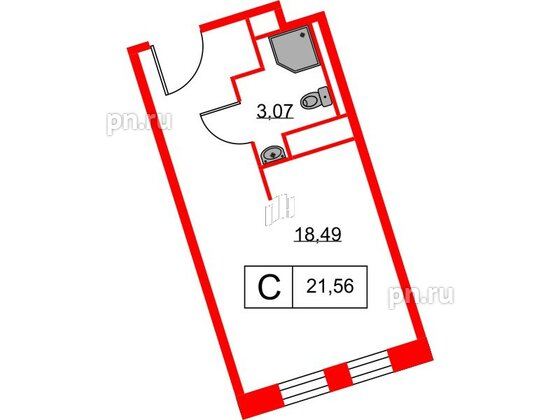 Апартаменты в ЖК Вольта, студия, 21.56 м², 7 этаж