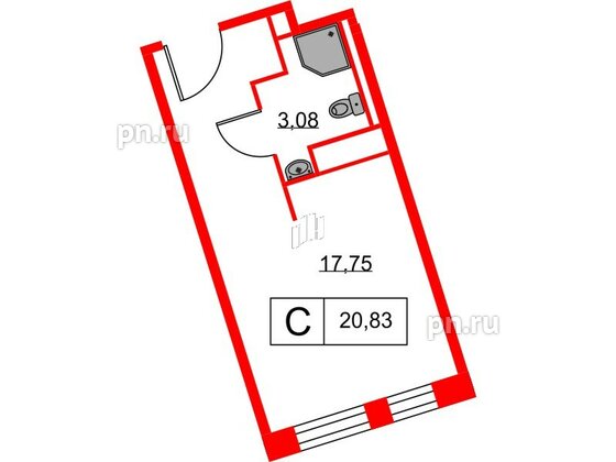 Апартаменты в ЖК Вольта, студия, 20.83 м², 2 этаж