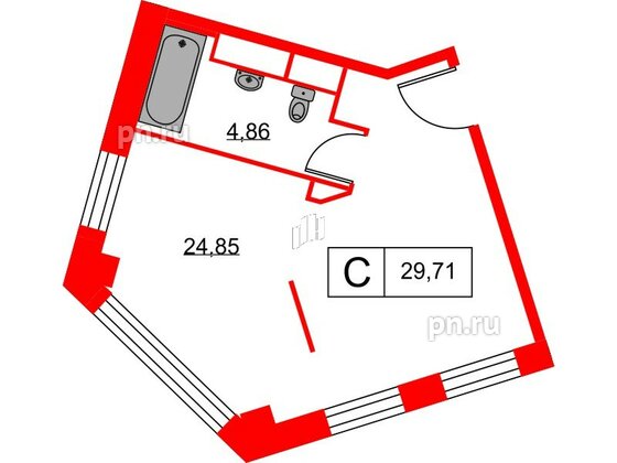Апартаменты в ЖК Вольта, студия, 29.71 м², 4 этаж