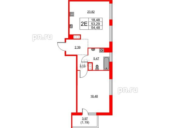 Квартира в ЖК TALENTO, 1 комнатная, 50.64 м², 12 этаж