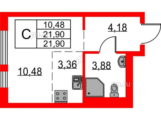 Квартира в ЖК Невская долина, студия, 21.9 м², 11 этаж