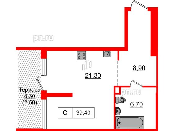 Квартира в ЖК А101 Всеволожск, студия, 39.2 м², 1 этаж