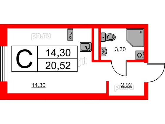 Апартаменты в ЖК Avenue Apart Pulkovo, студия, 20.52 м², 4 этаж