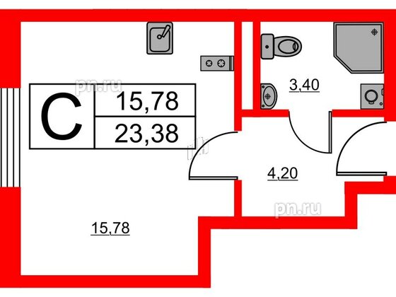 Апартаменты в ЖК Avenue Apart Pulkovo, студия, 23.38 м², 4 этаж