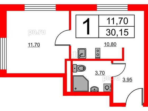 Апартаменты в ЖК Avenue Apart Pulkovo, 1 комнатные, 30.15 м², 3 этаж