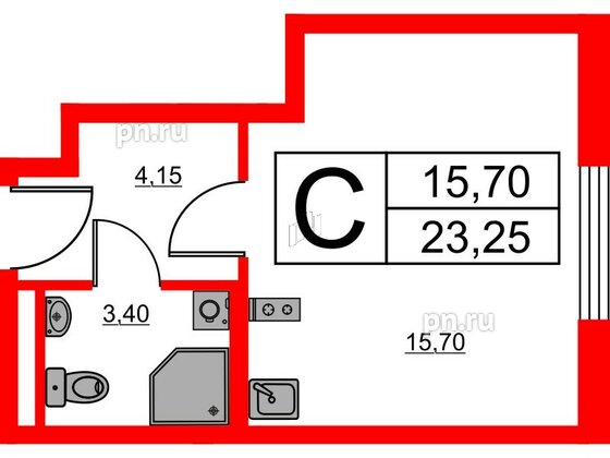 Апартаменты в ЖК Avenue Apart Pulkovo, студия, 23.25 м², 3 этаж