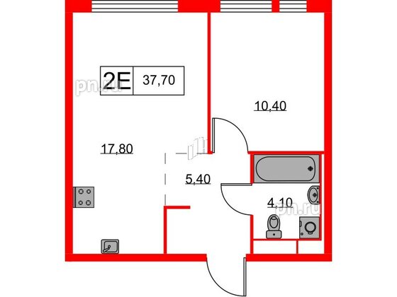 Квартира в ЖК Кантемировская 11, 1 комнатная, 37.7 м², 9 этаж