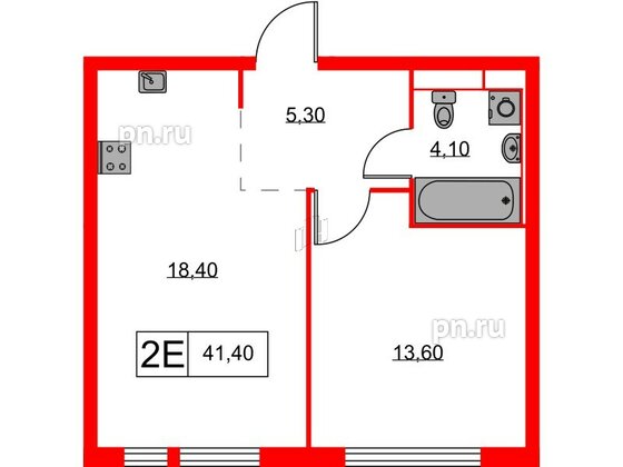 Квартира в ЖК Кантемировская 11, 1 комнатная, 41.4 м², 7 этаж