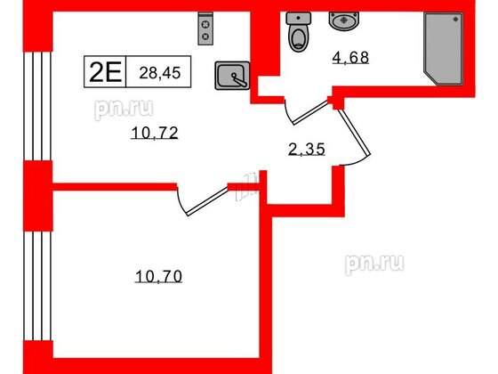 Апартаменты в ЖК 17/33 Петровский Остров, 1 комнатные, 28.45 м², 5 этаж