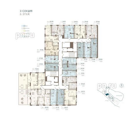 Апартаменты в ЖК 17/33 Петровский Остров, 1 комнатные, 36.34 м², 6 этаж