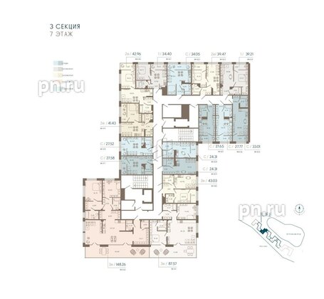 Апартаменты в ЖК 17/33 Петровский Остров, студия, 35.5 м², 7 этаж