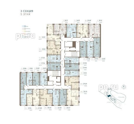 Апартаменты в ЖК 17/33 Петровский Остров, студия, 26.16 м², 5 этаж