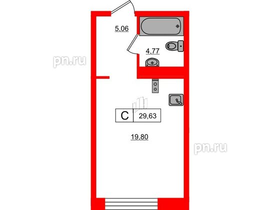 Апартаменты в ЖК 17/33 Петровский Остров, студия, 29.63 м², 8 этаж