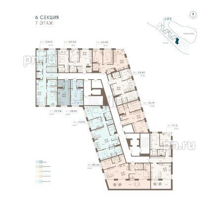 Апартаменты в ЖК 17/33 Петровский Остров, 2 комнатные, 58.12 м², 7 этаж