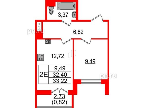 Квартира в ЖК Sertolovo Park, 1 комнатная, 33.22 м², 8 этаж