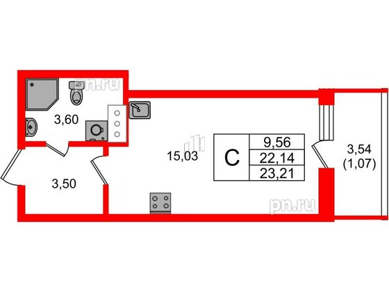 Квартира в ЖК Аквилон Янино, студия, 22.49 м², 11 этаж