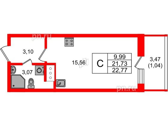 Квартира в ЖК Аквилон Янино, студия, 22.77 м², 10 этаж