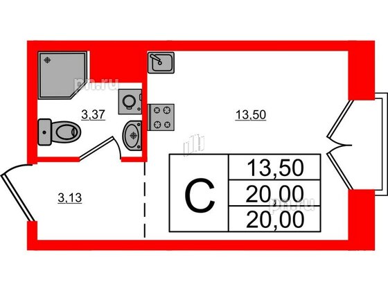 Апартаменты в ЖК iD Polytech, студия, 20 м², 5 этаж