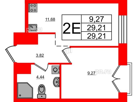 Апартаменты в ЖК iD Polytech, 1 комнатные, 29.21 м², 6 этаж