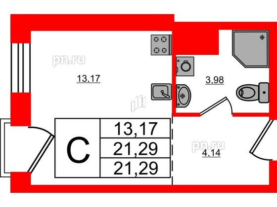 Апартаменты в ЖК iD Polytech, студия, 21.29 м², 4 этаж