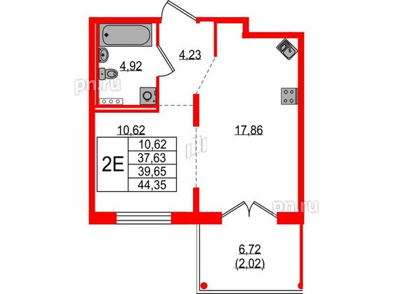 Квартира в ЖК Образцовый квартал, 1 комнатная, 37.63 м², 1 этаж