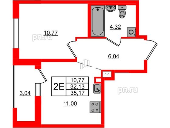 Квартира в ЖК ЦДС Новосаратовка «Город первых», 1 комнатная, 35.17 м², 8 этаж