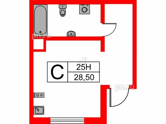 Апартаменты в ЖК Мариоки, студия, 28.5 м², 1 этаж