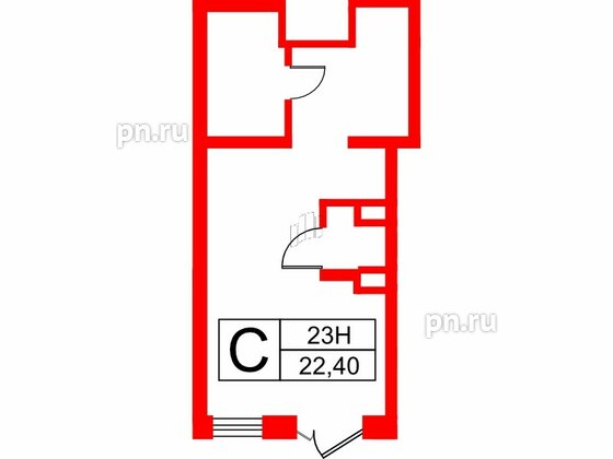 Апартаменты в ЖК Мариоки, студия, 22.4 м², 1 этаж