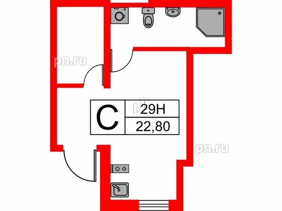 Апартаменты в ЖК Мариоки, студия, 22.8 м², 1 этаж