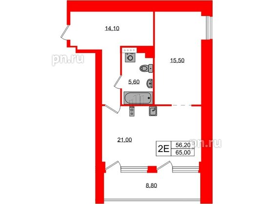 Апартаменты в ЖК Морская Ривьера, 1 комнатные, 65 м², 9 этаж