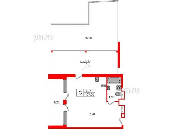 Апартаменты в ЖК Морская Ривьера, студия, 107.2 м², 11 этаж