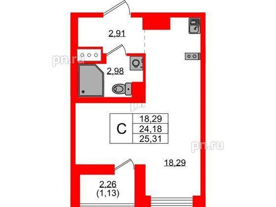 Квартира в ЖК UP-квартал Новый Московский, студия, 25.31 м², 10 этаж