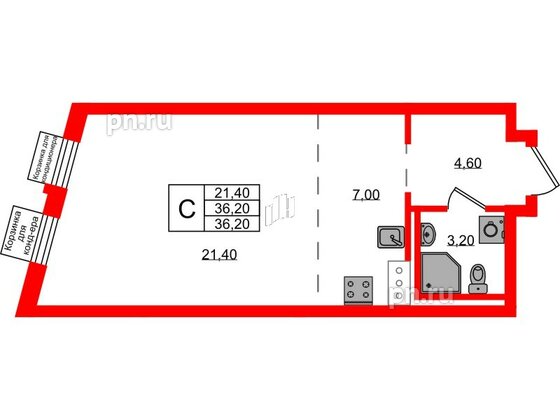 Квартира в ЖК Курортный квартал, студия, 36.2 м², 2 этаж