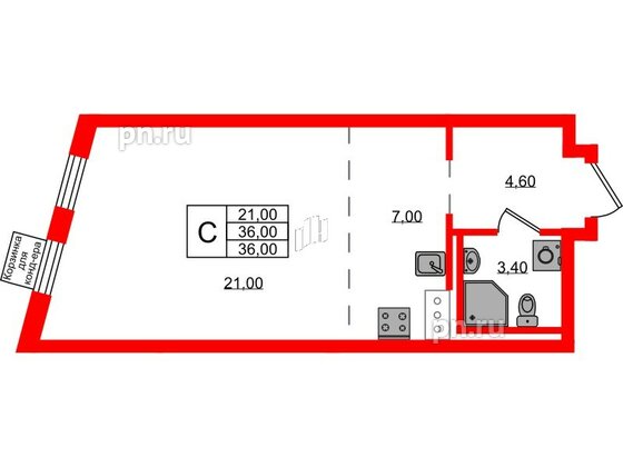 Квартира в ЖК Курортный квартал, студия, 36 м², 4 этаж