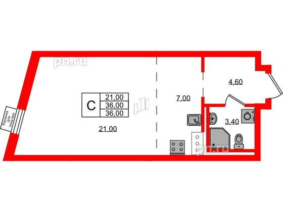 Квартира в ЖК Курортный квартал, студия, 36 м², 6 этаж