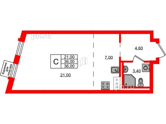 Квартира в ЖК Курортный квартал, студия, 36 м², 8 этаж