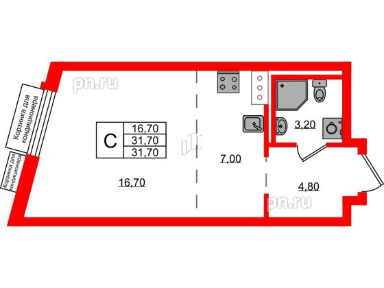 Квартира в ЖК Курортный квартал, студия, 31.7 м², 2 этаж