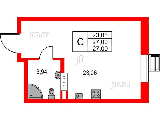 Квартира в ЖК VEREN NEXT Шуваловский, студия, 27 м², 3 этаж