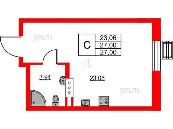 Квартира в ЖК VEREN NEXT Шуваловский, студия, 27.1 м², 5 этаж