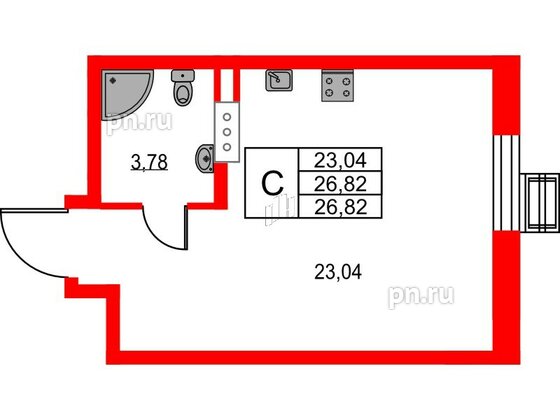 Квартира в ЖК VEREN NEXT Шуваловский, студия, 26.9 м², 4 этаж