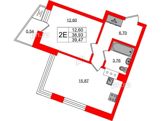 Квартира в ЖК VEREN NORT Сертолово, 1 комнатная, 39.47 м², 9 этаж